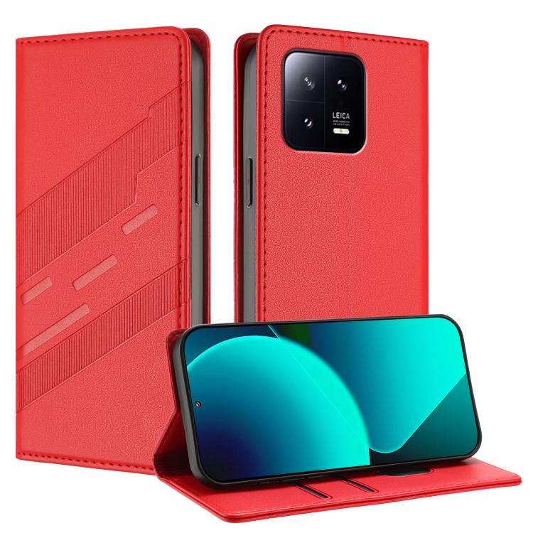 

For Xiaomi 13 5G Embossed Multi-functional Wallet Retro Leather Phone Case(Red)