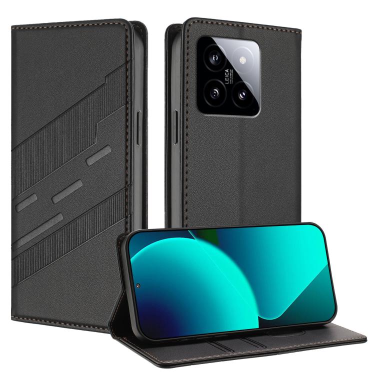 

For Xiaomi 14 5G Global Embossed Multi-functional Wallet Retro Leather Phone Case(Black)