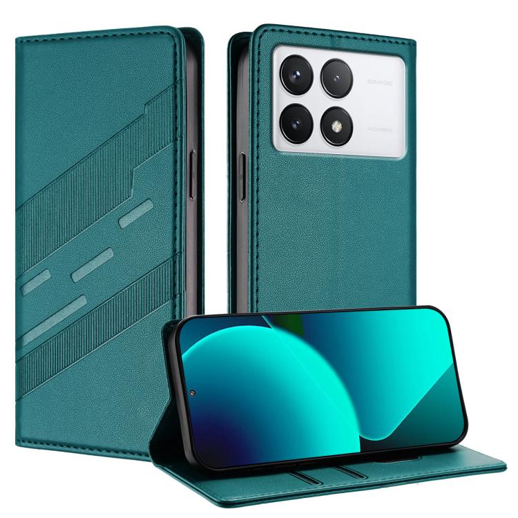 

For Xiaomi 14T 5G Global Embossed Multi-functional Wallet Retro Leather Phone Case(Dark Green)