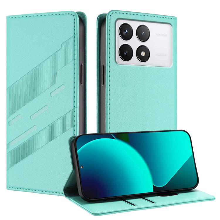 

For Xiaomi 14T 5G Global Embossed Multi-functional Wallet Retro Leather Phone Case(Mint Green)