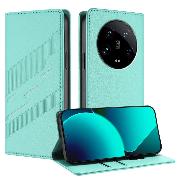 

For Xiaomi 14 Ultra 5G Global Embossed Multi-functional Wallet Retro Leather Phone Case(Mint Green)