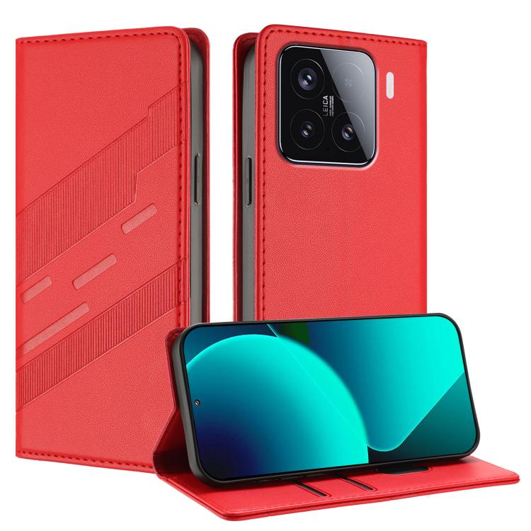 

For Xiaomi 15 Embossed Multi-functional Wallet Retro Leather Phone Case(Red)