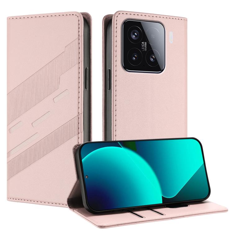 

For Xiaomi 15 Embossed Multi-functional Wallet Retro Leather Phone Case(Pink)