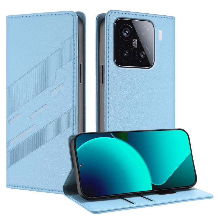 

For Xiaomi 15 Embossed Multi-functional Wallet Retro Leather Phone Case(Light Blue)