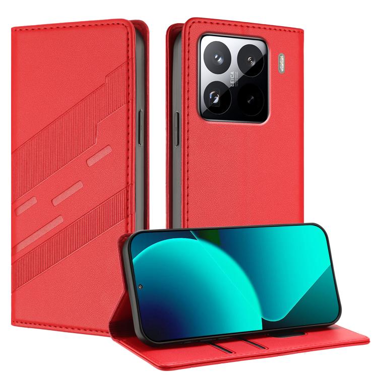 

For Xiaomi 15 Pro Embossed Multi-functional Wallet Retro Leather Phone Case(Red)