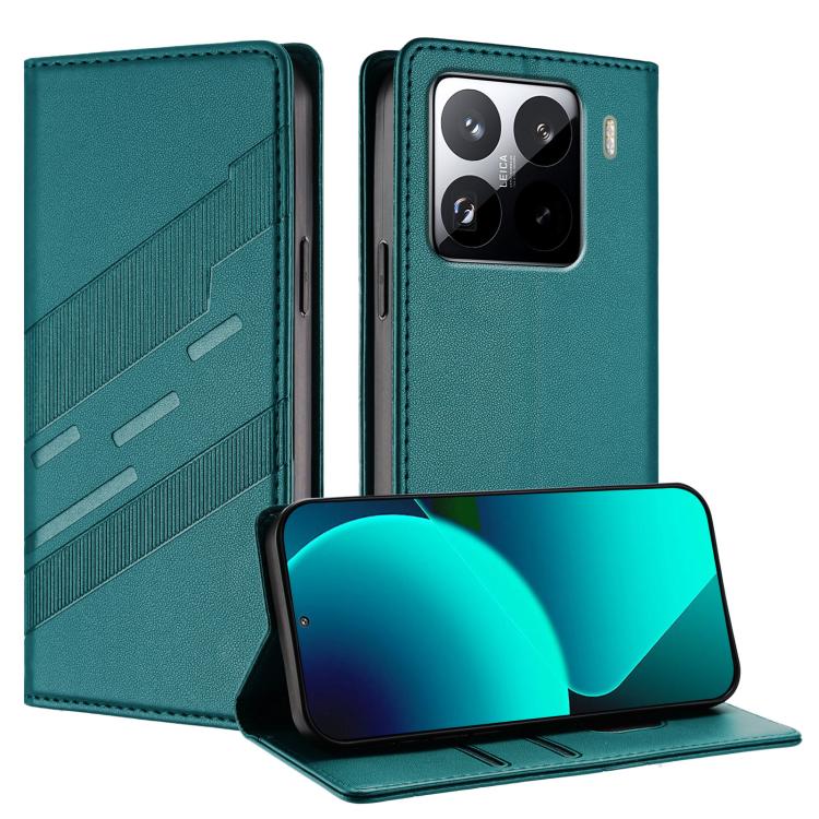 

For Xiaomi 15 Pro Embossed Multi-functional Wallet Retro Leather Phone Case(Dark Green)