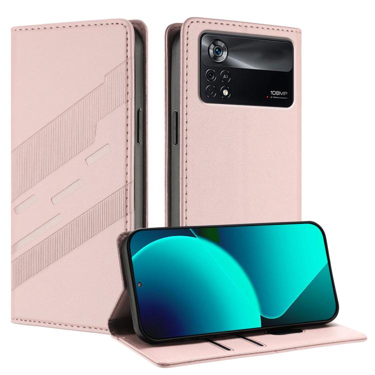 

For Xiaomi Poco X4 Pro 5G Embossed Multi-functional Wallet Retro Leather Phone Case(Pink)