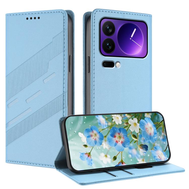 

For Xiaomi 17 Pro Embossed Multi-functional Wallet Retro Leather Phone Case(Light Blue)