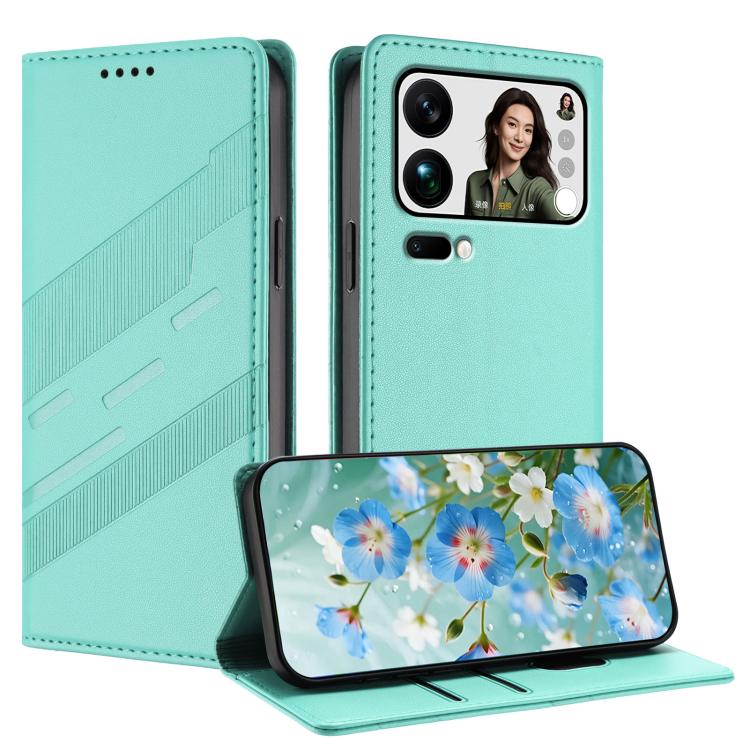 

For Xiaomi 17 Pro Max Embossed Multi-functional Wallet Retro Leather Phone Case(Mint Green)