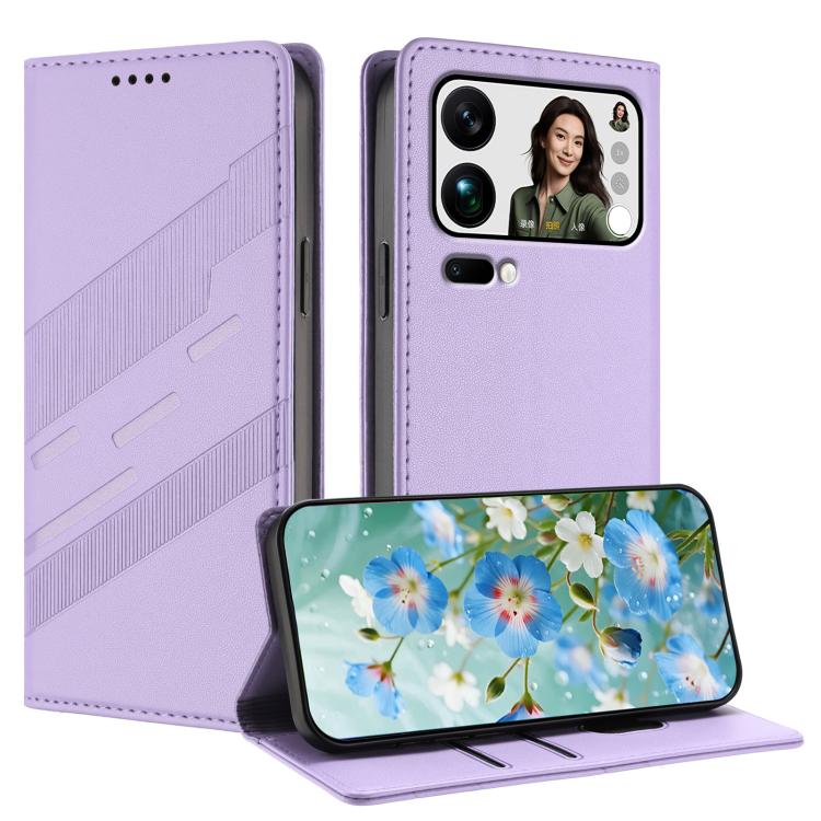 

For Xiaomi 17 Pro Max Embossed Multi-functional Wallet Retro Leather Phone Case(Light Purple)