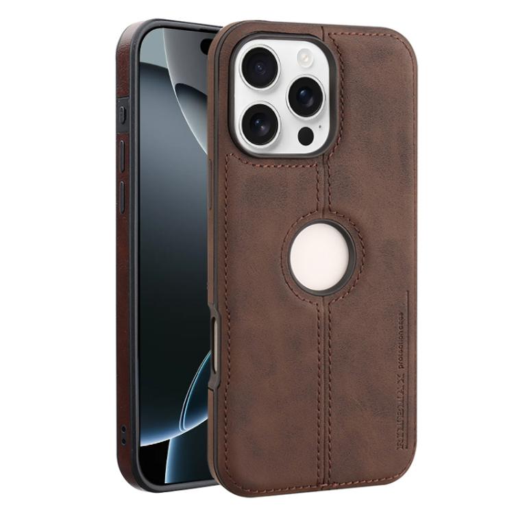 

For iPhone 16 Pro Crazy Horse Leather Back Cover Phone Case(Dark Brown)