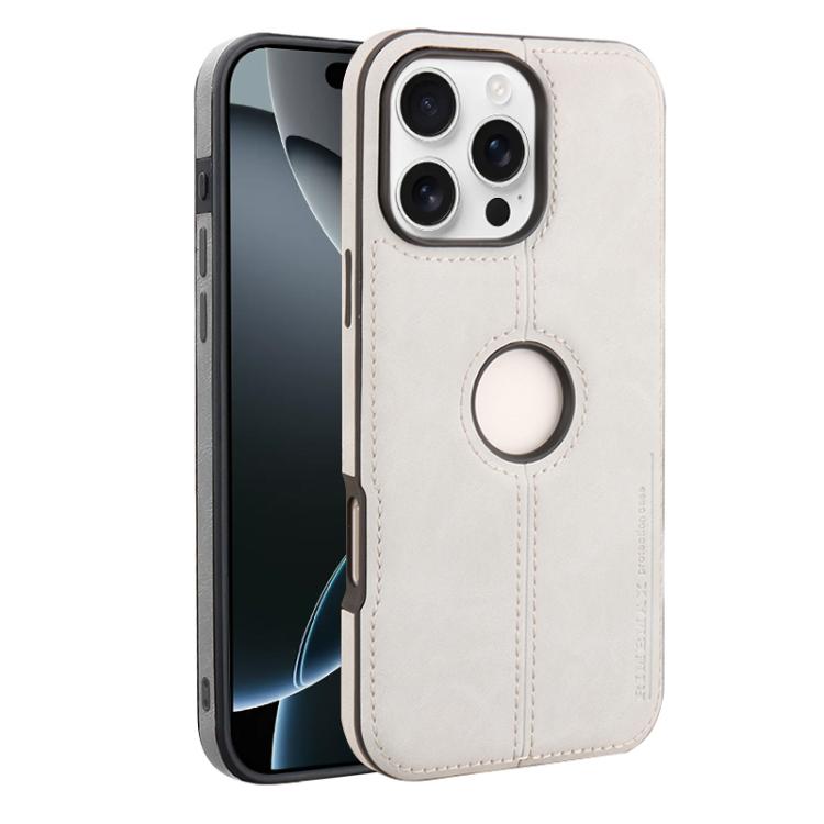 

For iPhone 16 Pro Crazy Horse Leather Back Cover Phone Case(Grey)