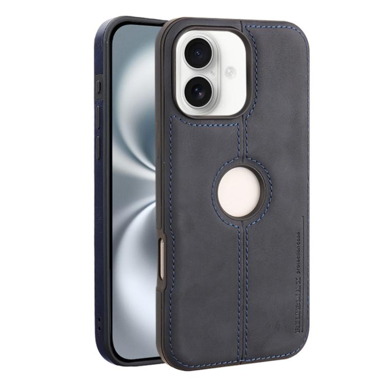 

For iPhone 16 Plus Crazy Horse Leather Back Cover Phone Case(Blue)