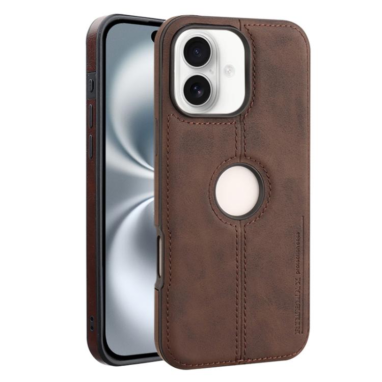 

For iPhone 16 Crazy Horse Leather Back Cover Phone Case(Dark Brown)