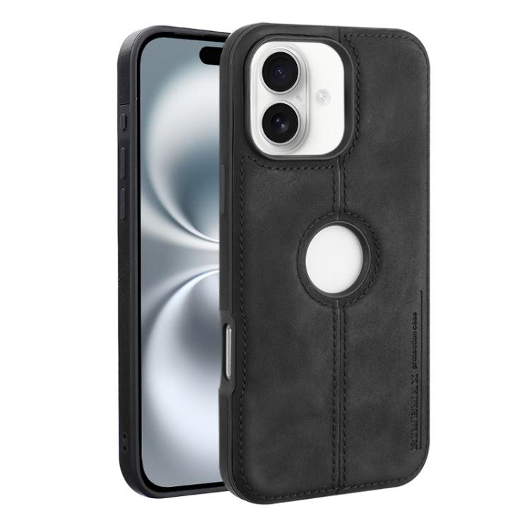 

For iPhone 16 Crazy Horse Leather Back Cover Phone Case(Black)