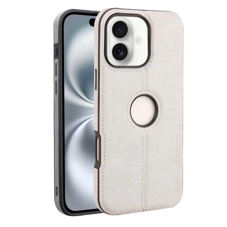 

For iPhone 16 Crazy Horse Leather Back Cover Phone Case(Grey)