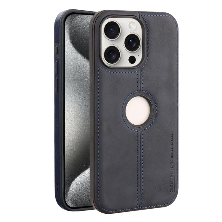 

For iPhone 15 Pro Max Crazy Horse Leather Back Cover Phone Case(Blue)
