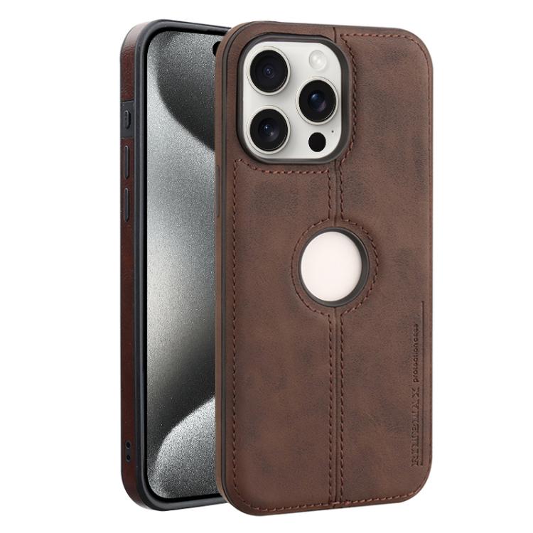 

For iPhone 15 Pro Crazy Horse Leather Back Cover Phone Case(Dark Brown)