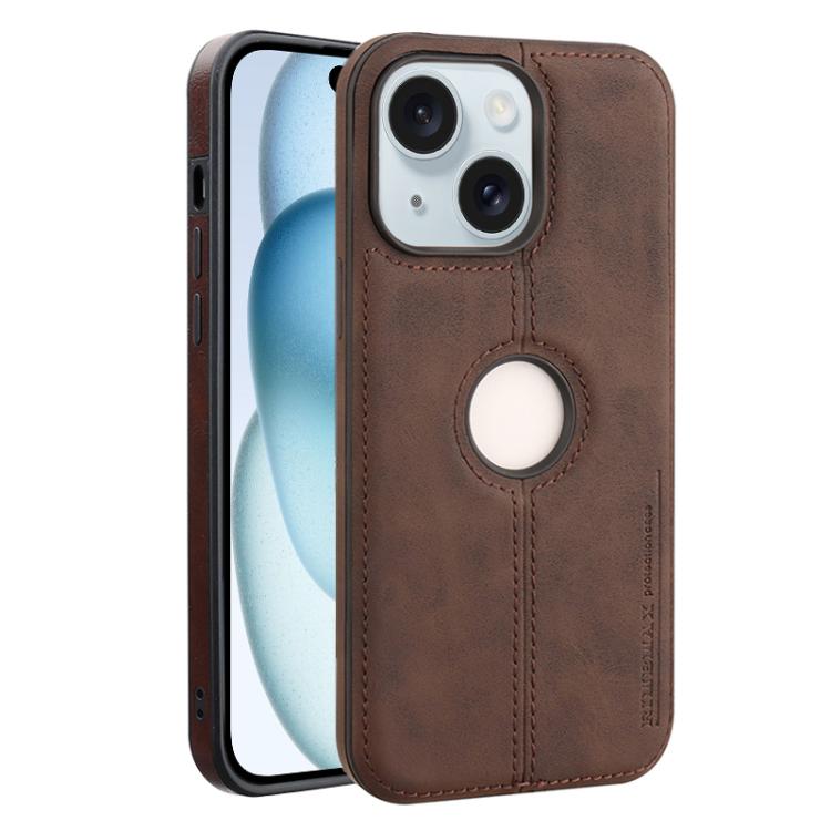 

For iPhone 15 Plus Crazy Horse Leather Back Cover Phone Case(Dark Brown)