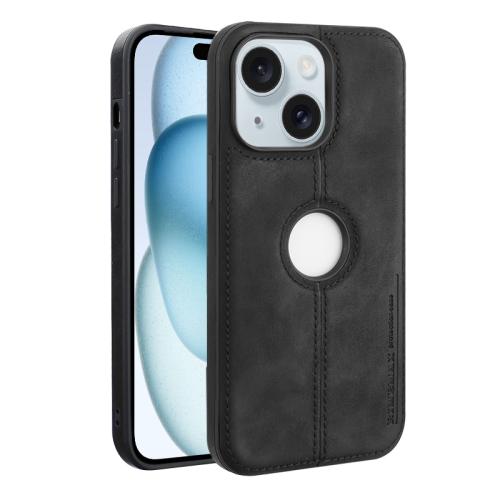 

For iPhone 15 Plus Crazy Horse Leather Back Cover Phone Case(Black)