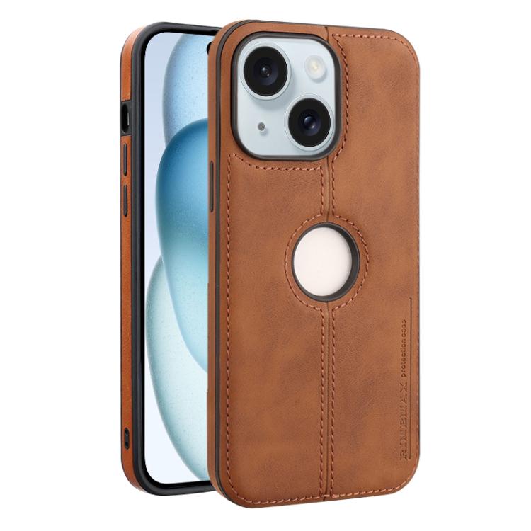 

For iPhone 15 Crazy Horse Leather Back Cover Phone Case(Light Brown)