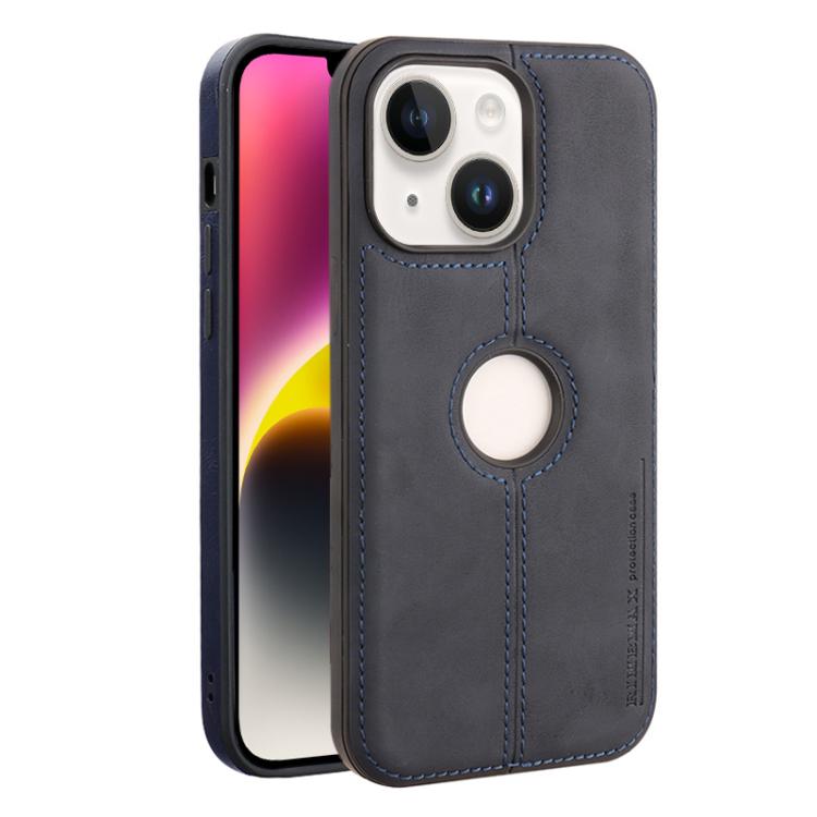 

For iPhone 14 Plus Crazy Horse Leather Back Cover Phone Case(Blue)