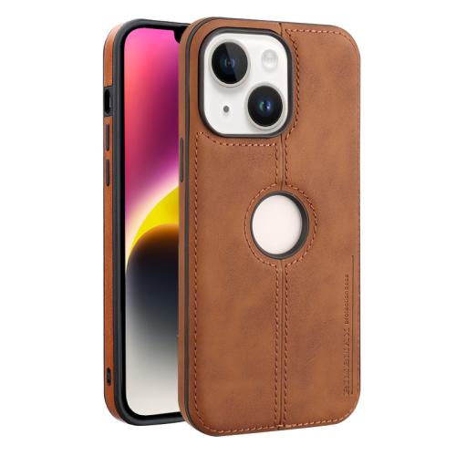 

For iPhone 14 Crazy Horse Leather Back Cover Phone Case(Light Brown)