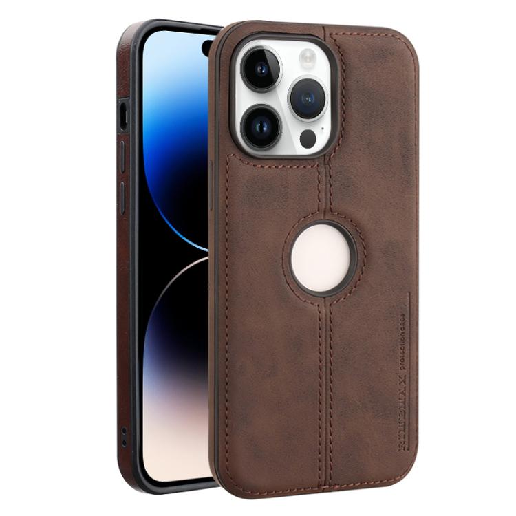 

For iPhone 14 Pro Max Crazy Horse Leather Back Cover Phone Case(Dark Brown)