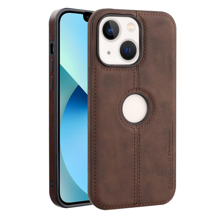 

For iPhone 13 Crazy Horse Leather Back Cover Phone Case(Dark Brown)