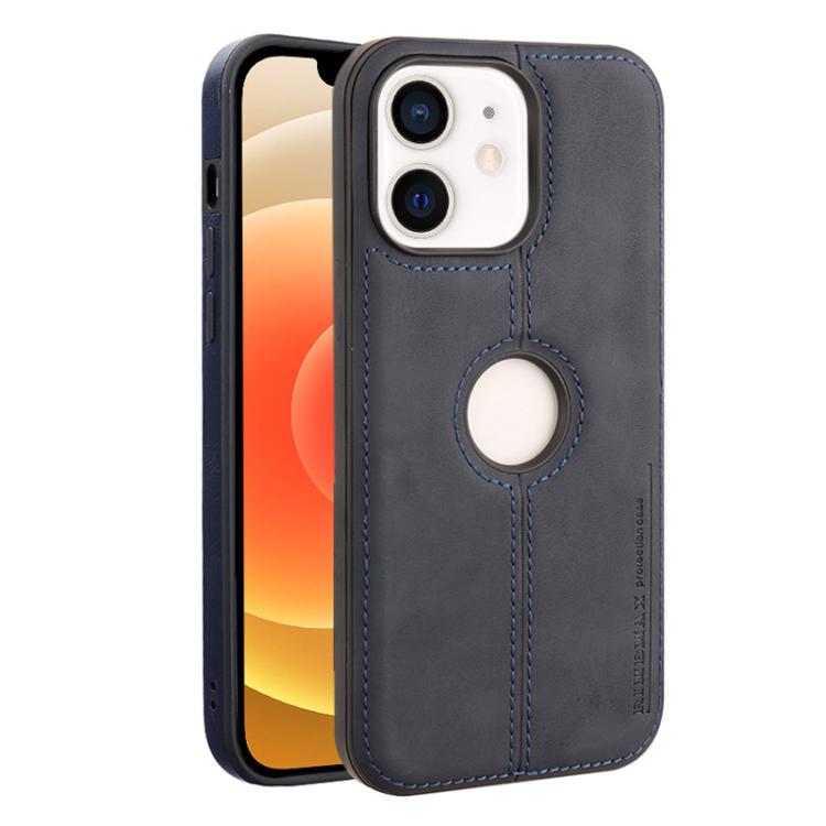 

For iPhone 12 Crazy Horse Leather Back Cover Phone Case(Blue)