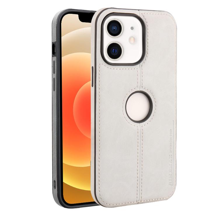 

For iPhone 12 Crazy Horse Leather Back Cover Phone Case(Grey)