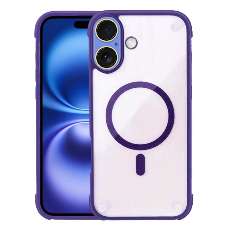 

For iPhone 16 Shockproof MagSafe Magnetic TPU Hybrid Acrylic Phone Case(Dark Purple)