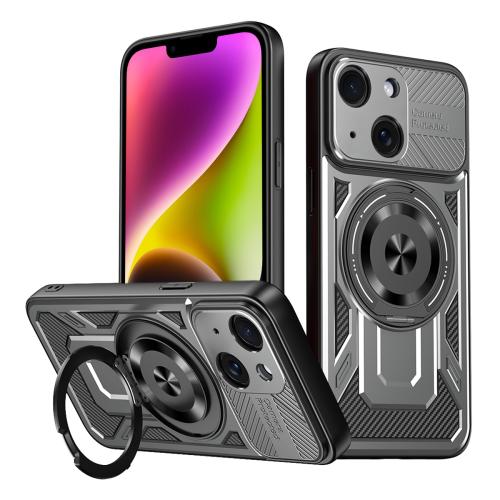 

For iPhone 14 Armor Rotating Holder MagSafe Phone Case(Grey)