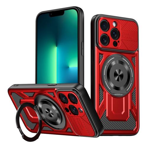 

For iPhone 13 Pro Armor Rotating Holder MagSafe Phone Case(Red)