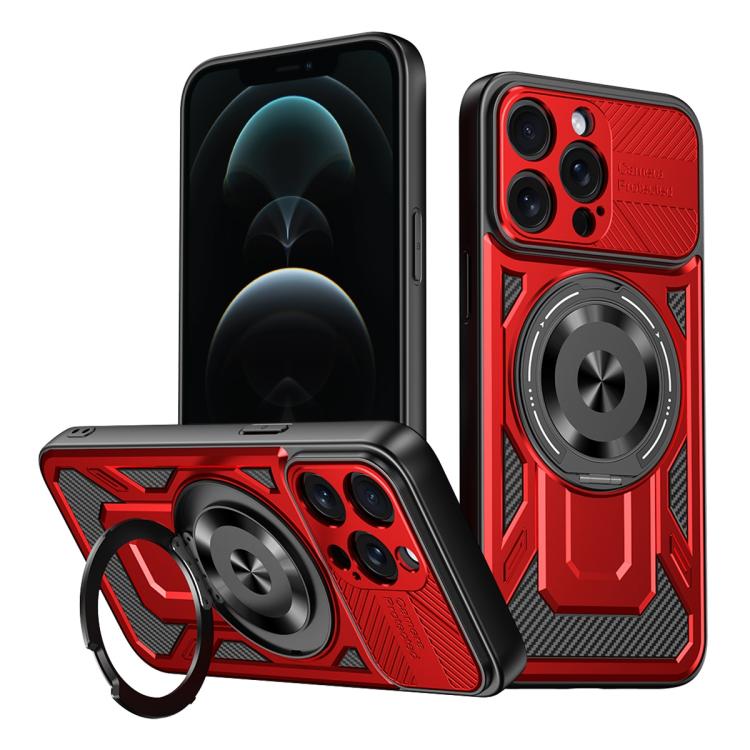 

For iPhone 12 Pro Armor Rotating Holder MagSafe Phone Case(Red)