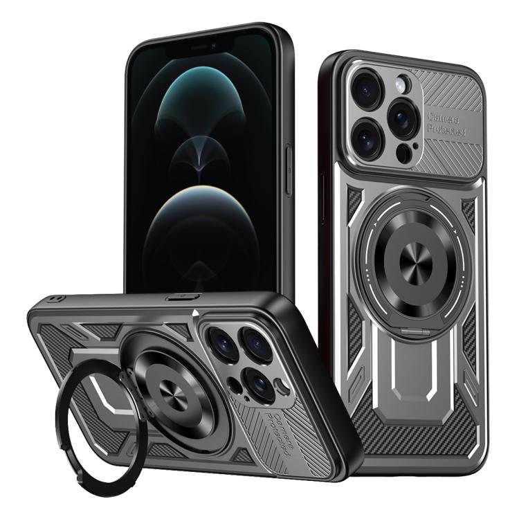

For iPhone 12 Pro Armor Rotating Holder MagSafe Phone Case(Grey)