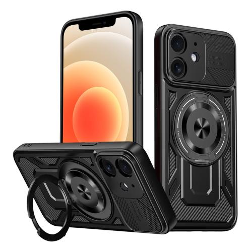 

For iPhone 12 Armor Rotating Holder MagSafe Phone Case(Black)