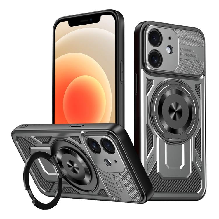 

For iPhone 12 Armor Rotating Holder MagSafe Phone Case(Grey)