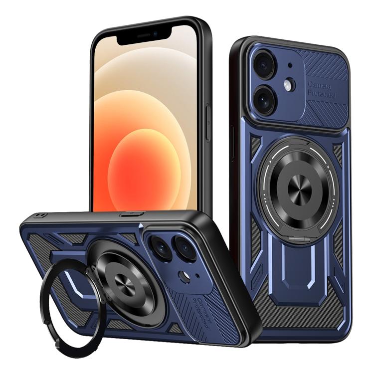 

For iPhone 12 Armor Rotating Holder MagSafe Phone Case(Blue)