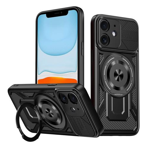 

For iPhone 11 Armor Rotating Holder MagSafe Phone Case(Black)