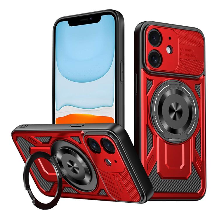 

For iPhone 11 Armor Rotating Holder MagSafe Phone Case(Red)