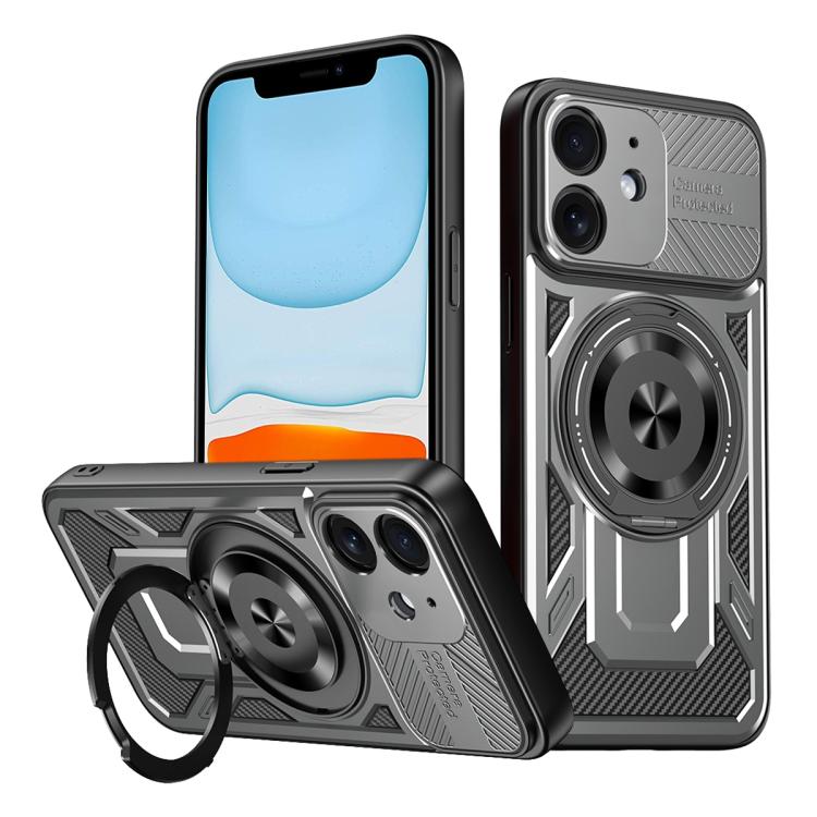 

For iPhone 11 Armor Rotating Holder MagSafe Phone Case(Grey)