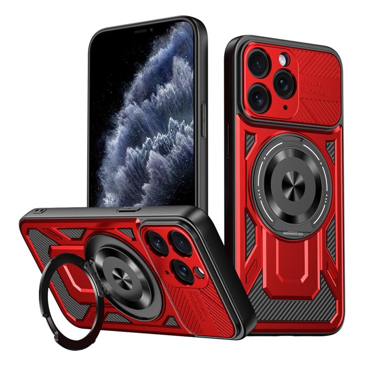 

For iPhone 11 Pro Armor Rotating Holder MagSafe Phone Case(Red)