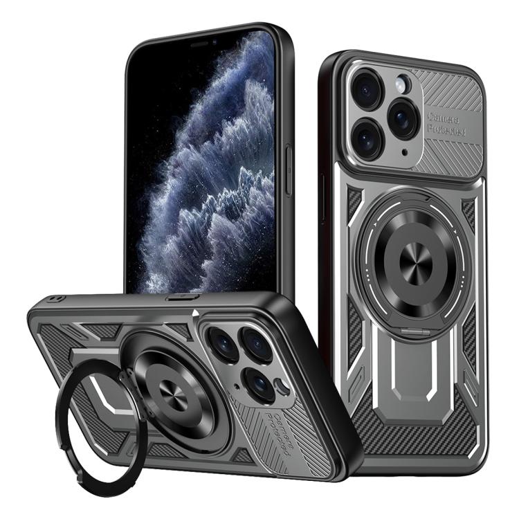 

For iPhone 11 Pro Armor Rotating Holder MagSafe Phone Case(Grey)