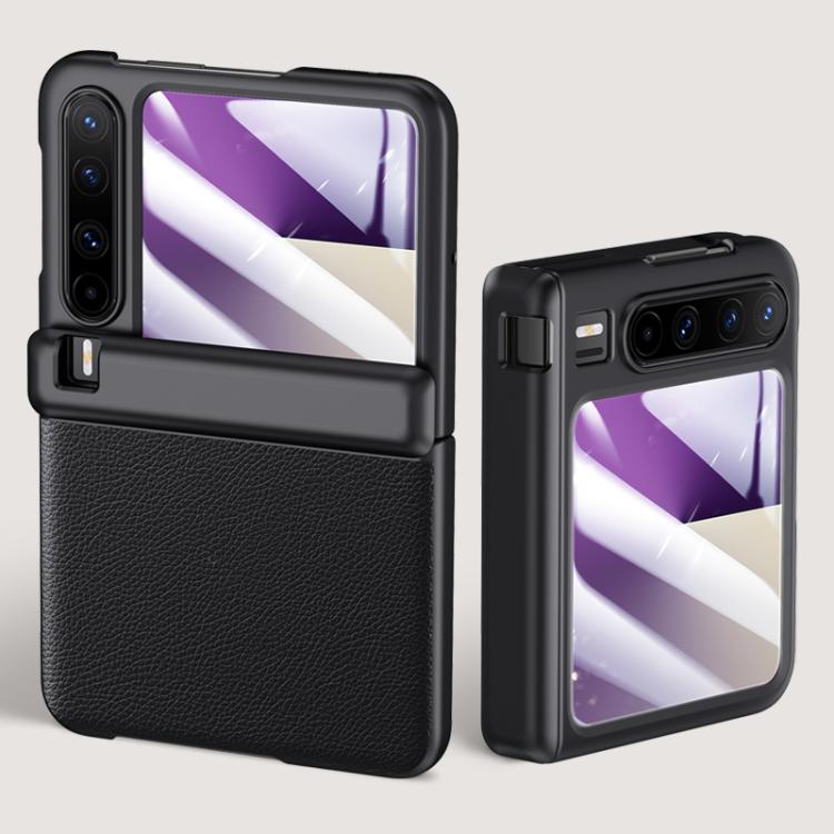 

For Huawei Pura X Integrated Skin Feel Leather Texture Hinge Phone Case(Black)