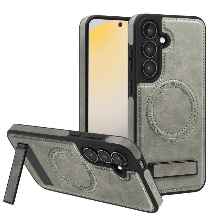 

For Samsung Galaxy S24+ 5G Multi-function Holder MagSafe PU Phone Case(Titanium Gray)