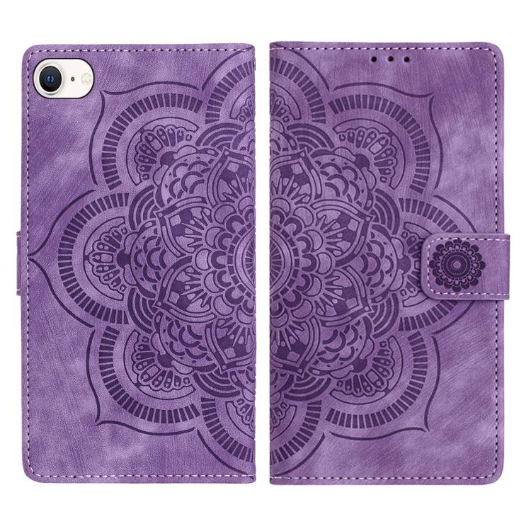 

For iPhone 7 / 8 / SE 2022 Mandala Embossed Retro Frosted Leather Phone Case(Purple)