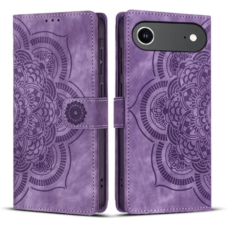 

For iPhone Air Mandala Embossed Retro Frosted Leather Phone Case(Purple)