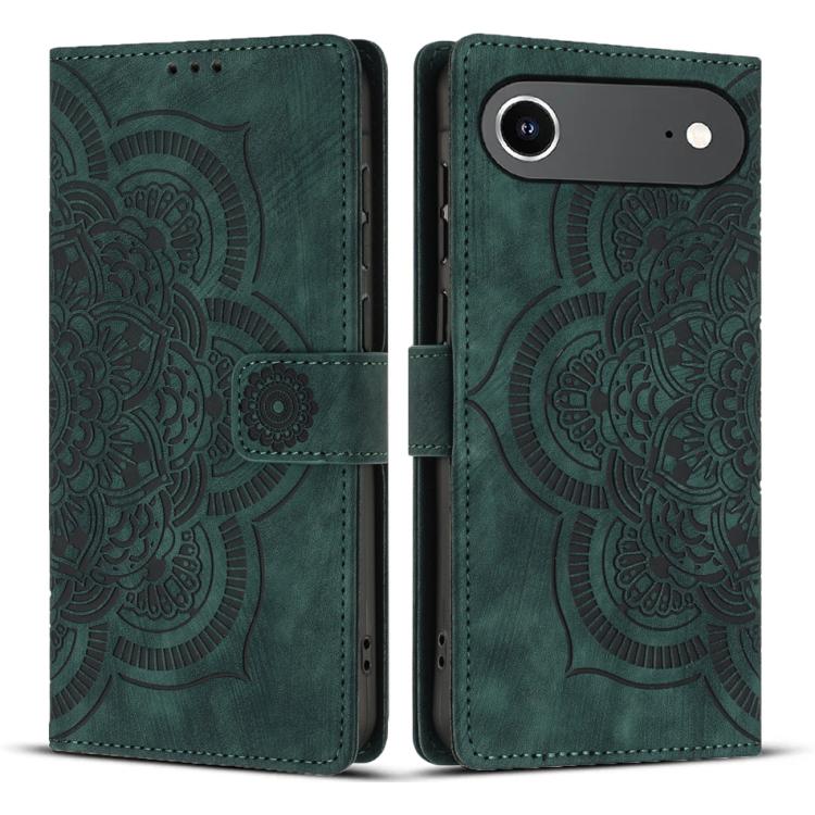 

For iPhone 17 Air Mandala Embossed Retro Frosted Leather Phone Case(Green)