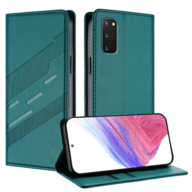 

For Samsung Galaxy S20 Embossed Multi-functional Wallet Retro Leather Phone Case(Dark Green)